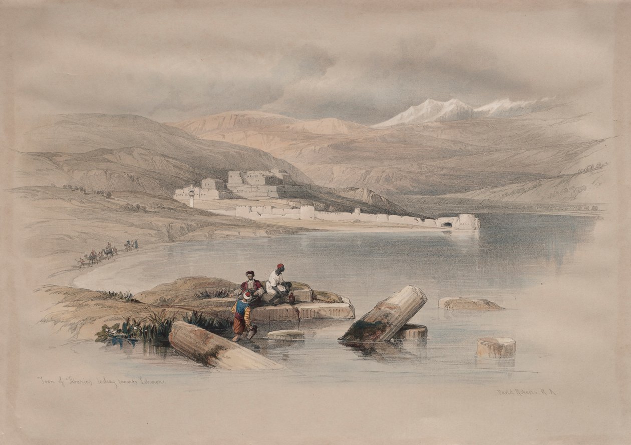 Tiberiaksen kaupunki katselee Libanonia, 1839. tekijältä David Roberts