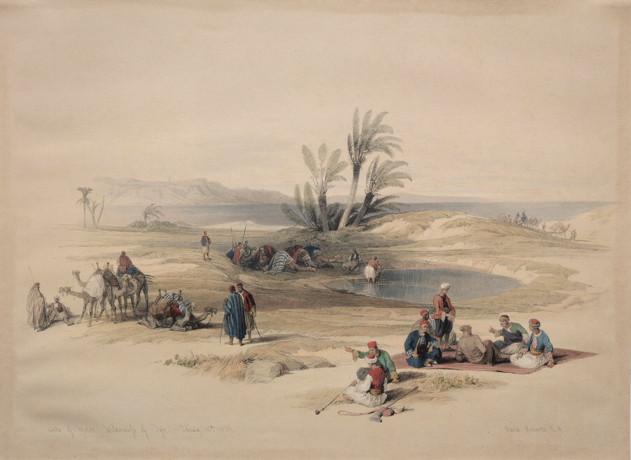 Mooseksen kaivot, Tyhin erämaa, 1839. tekijältä David Roberts