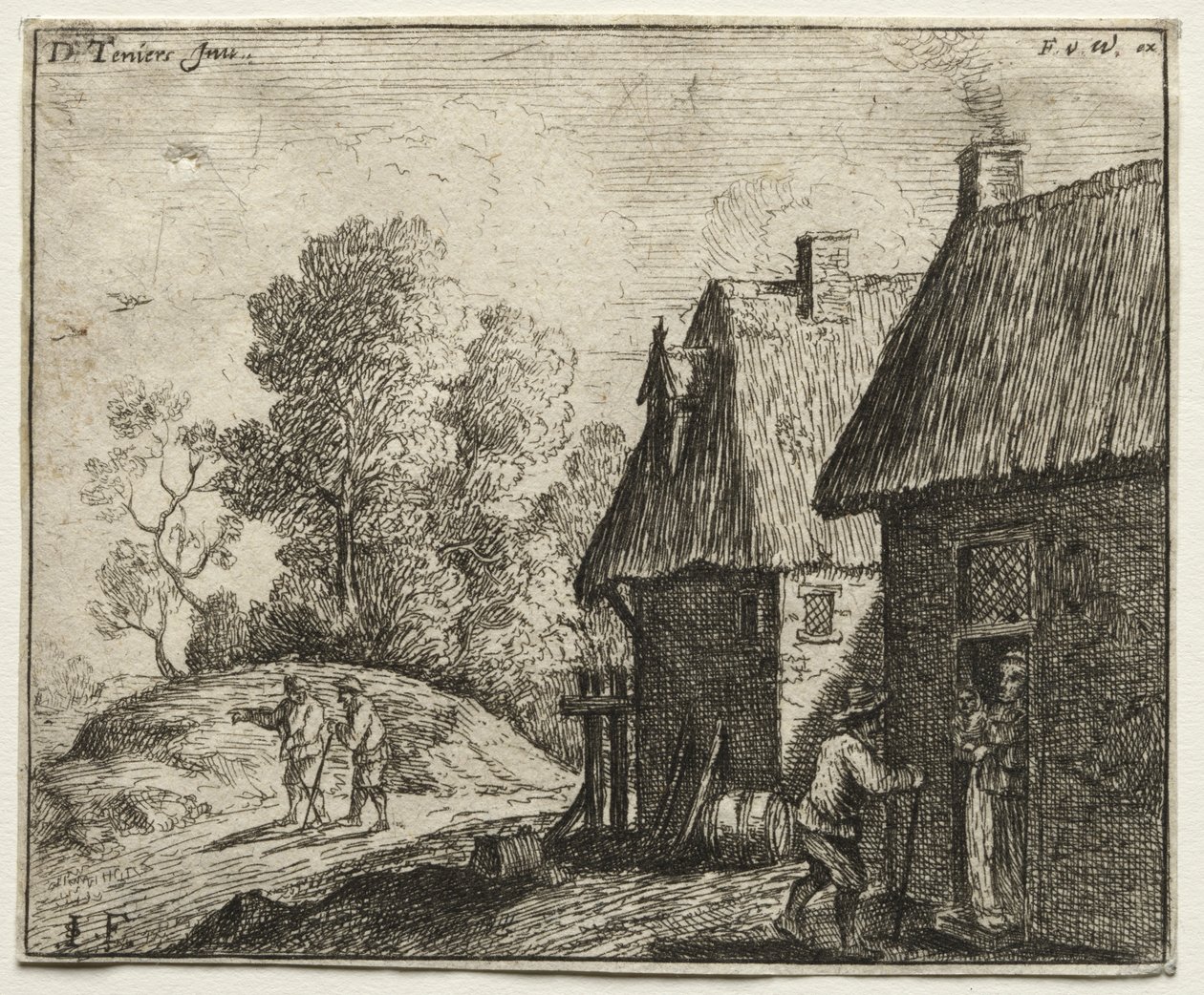 Talonpoika puhuu naiselle. tekijältä David Teniers the Elder