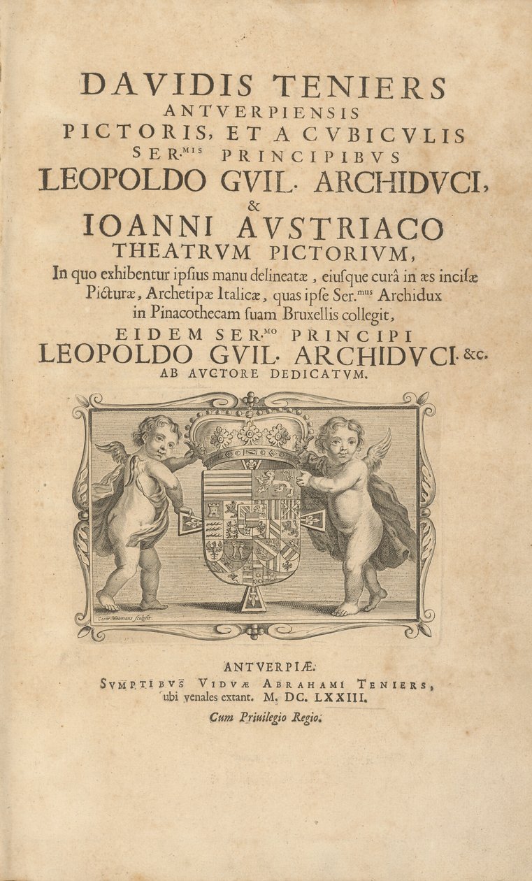 Nimiölehti Theatrum Pictorium tekijältä David Teniers the Younger