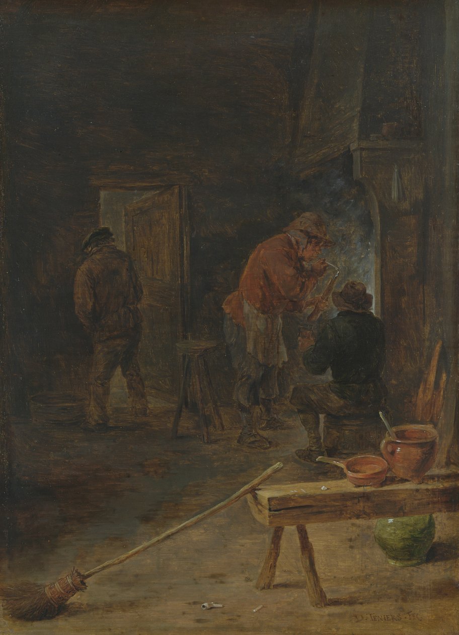 Maanviljelijät takan ympärillä tekijältä David Teniers the Younger