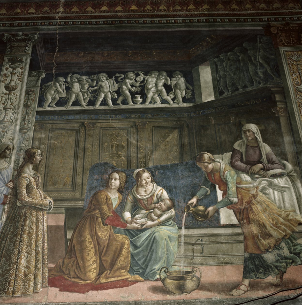Neitsyen syntymä, 1485-1490 (yksityiskohta) tekijältä Domenico Ghirlandaio