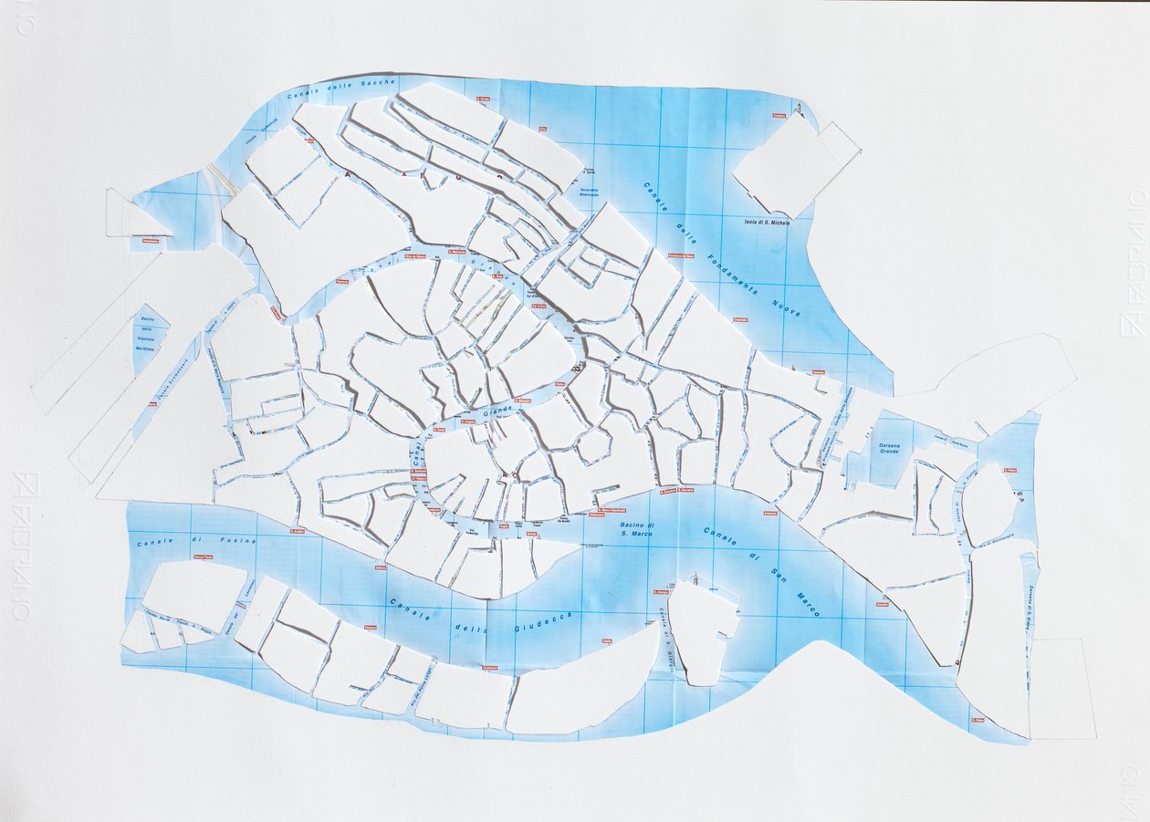 Venice Liquid Streets, 2008 (paperileikattu kollaasi) tekijältä Deirdre Kelly