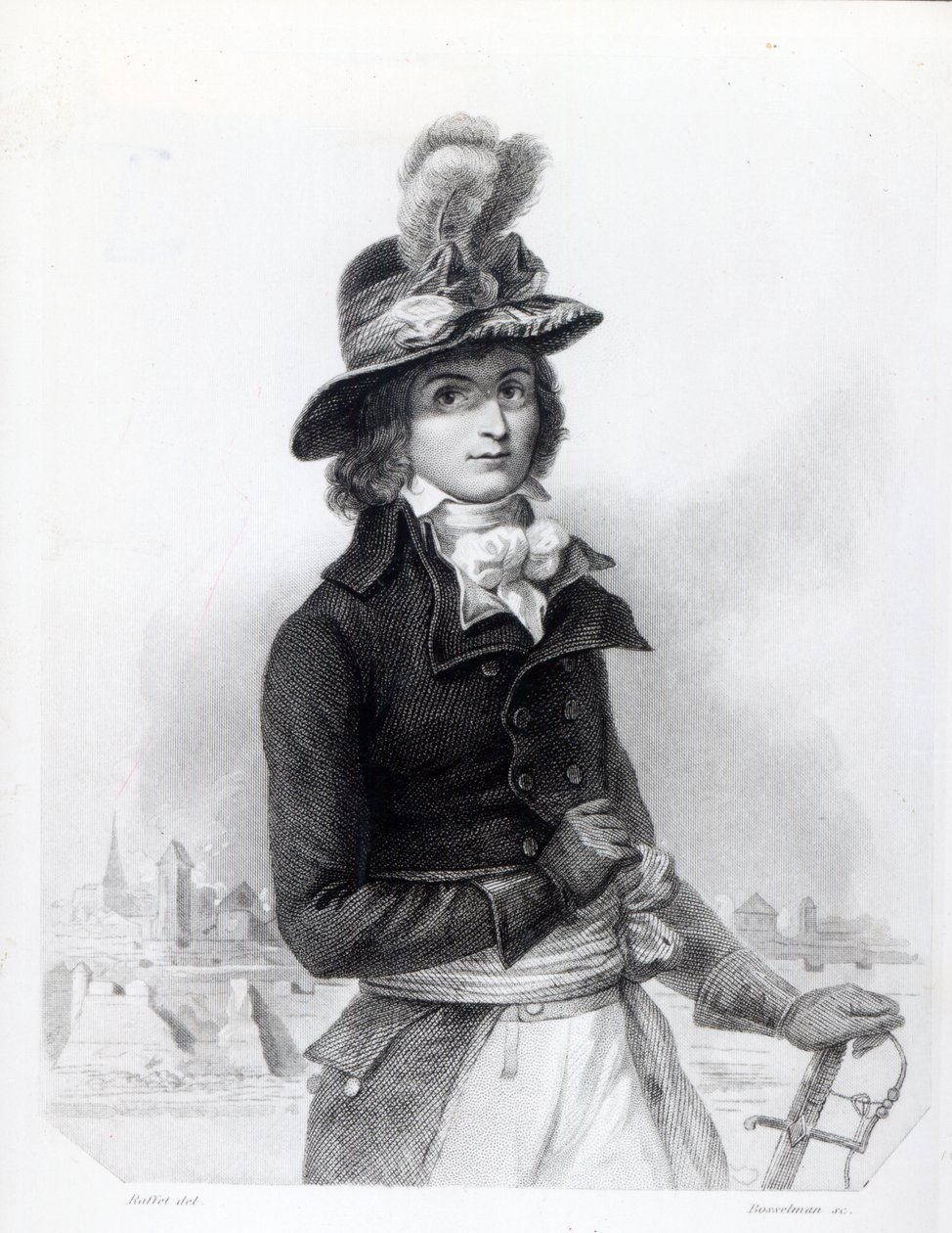 Louis Antoine de Saint-Just, kaiverrettu Bosselmanin toimesta. tekijältä Denis Auguste Marie Raffet