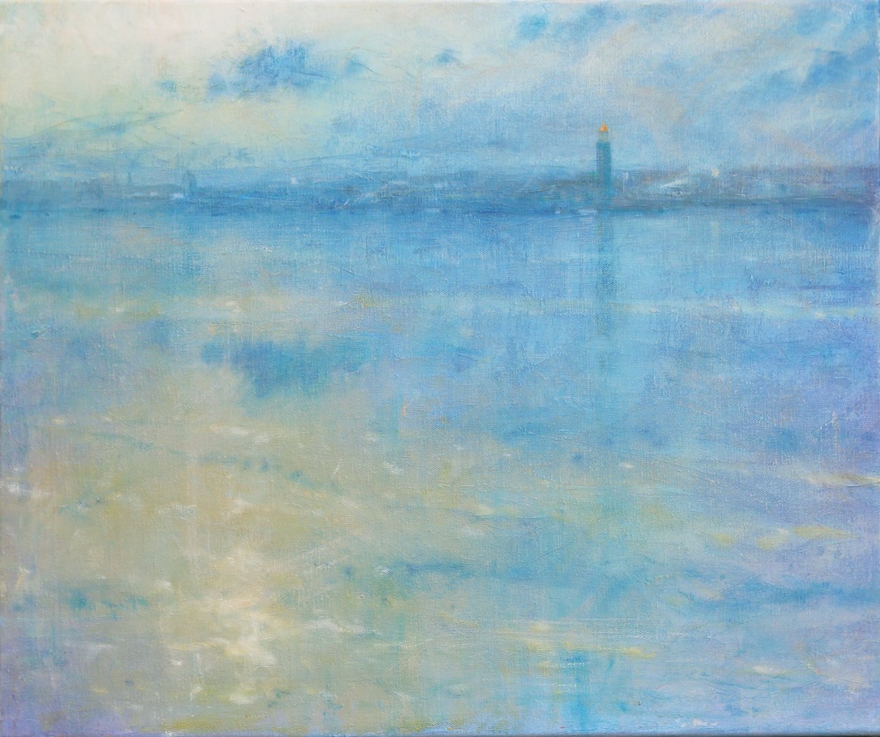 Stockholm Skyline, Riddarfjärden, 2016 (Oil on Canvas) tekijältä Derek Hare