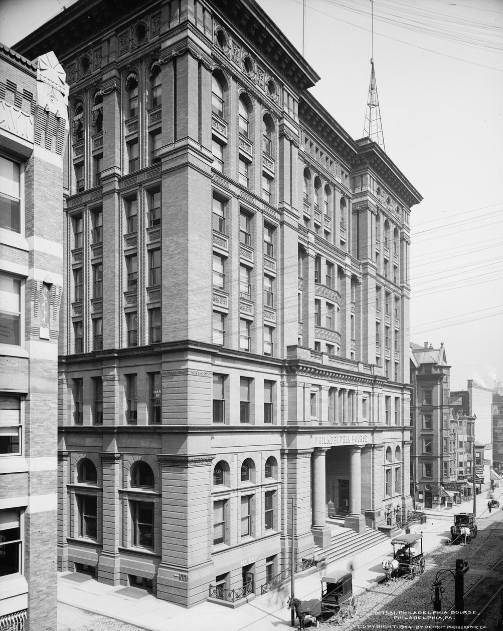 Philadelphia Bourse, Philadelphia, Pennsylvania, n. 1904 tekijältä Detroit Publishing Co.