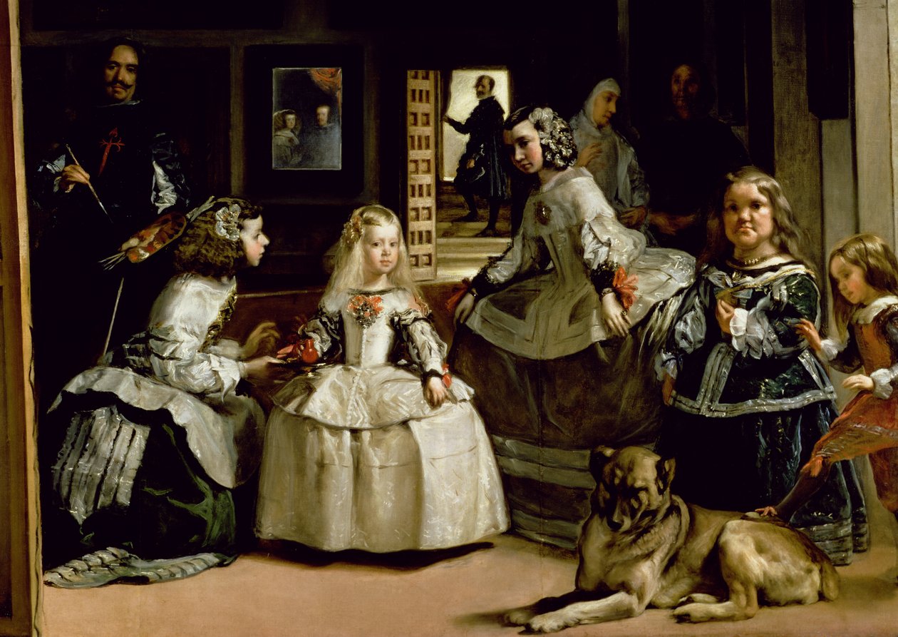 Las Meninas, yksityiskohta Espanjan Filip IV:n (1605-65) perhettä esittävästä alaosasta, 1656 (yksityiskohta kuvasta 405). tekijältä Diego Velázquez