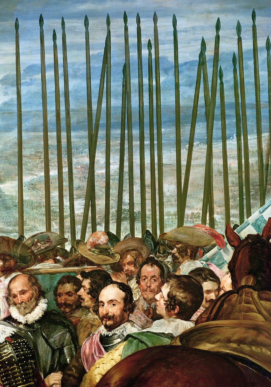 Bredan antautuminen, 1625, yksityiskohta sotilaita keihäiden kanssa, noin 1635 (ks. myös 30730). tekijältä Diego Velázquez