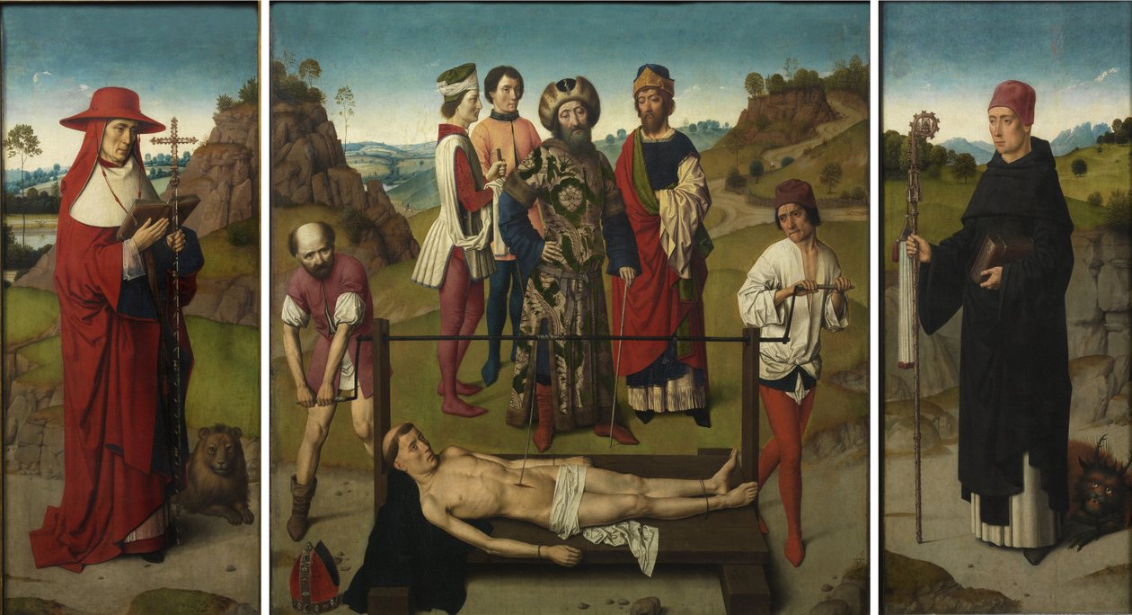 Pyhän Erasmus-triptyykin marttyyrikuolema, 1458 tekijältä Dirk Bouts