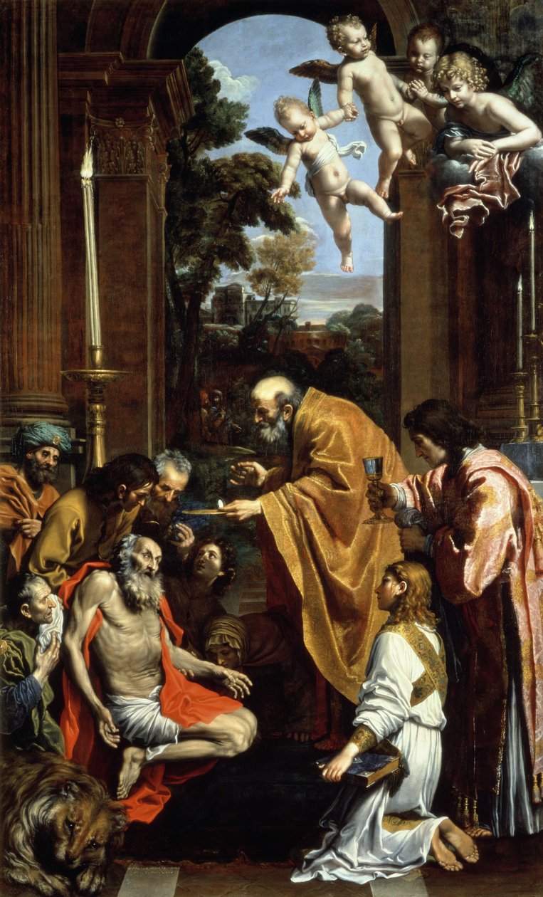 Pyhän Hieronymuksen viimeinen sakramentti, 1614 tekijältä Domenichino