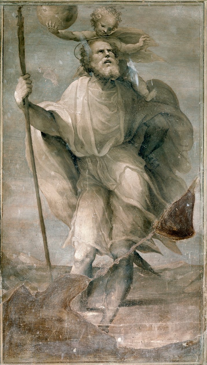 Pyhä Christopher. Domenico Beccafumin (1486-1551) maalaus tekijältä Domenico Beccafumi