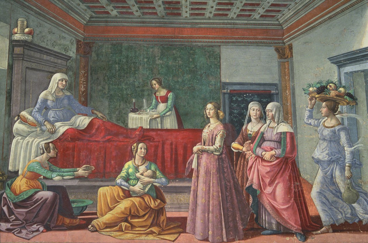 Pyhän Johannes Kastajan syntymä tekijältä Domenico Ghirlandaio