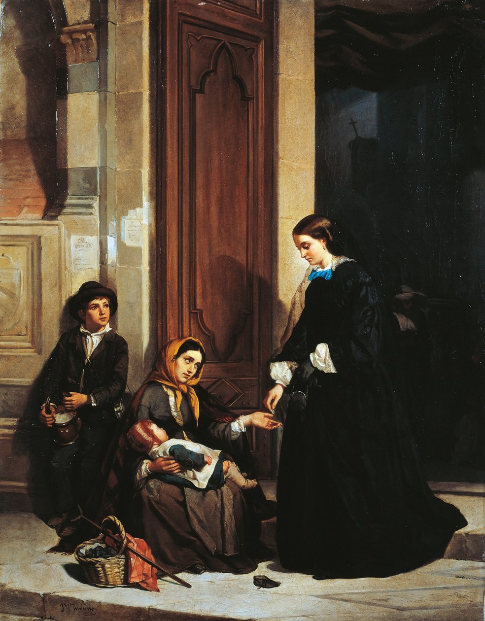 The Charity, kirjoittanut Induno Domenico tekijältä Domenico Induno