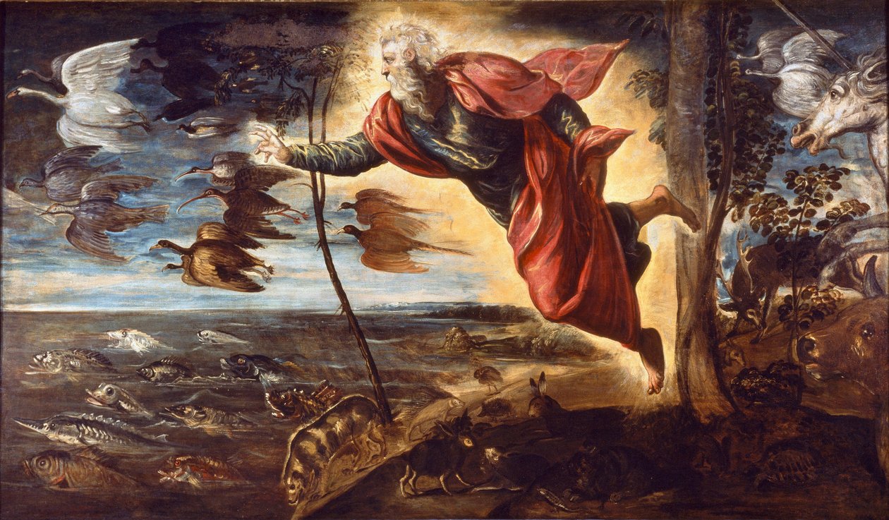 Eläinten luominen (maalaus tekijältä Domenico Robusti Tintoretto