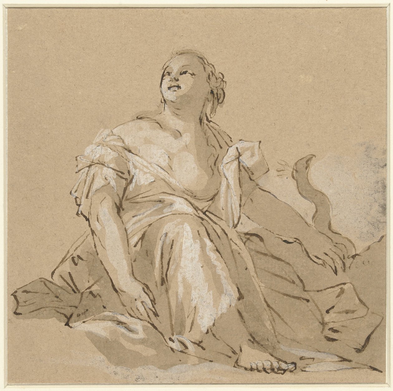 Istuva Juno pilvien päällä tekijältä Domenico Zanetti (attributed to)