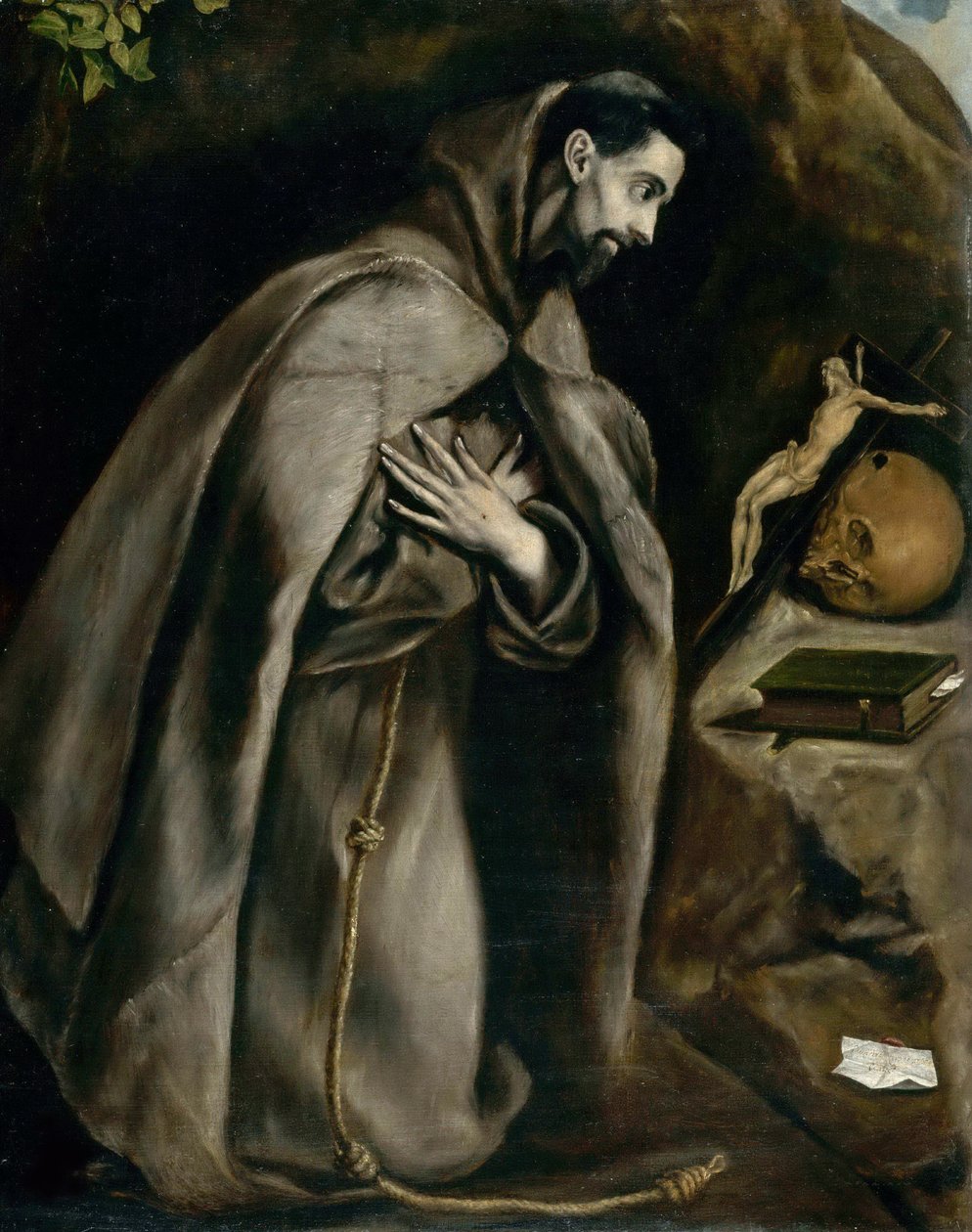 Pyhä Franciscus rukoilee, noin 1596-1600. tekijältä Dominico El Greco