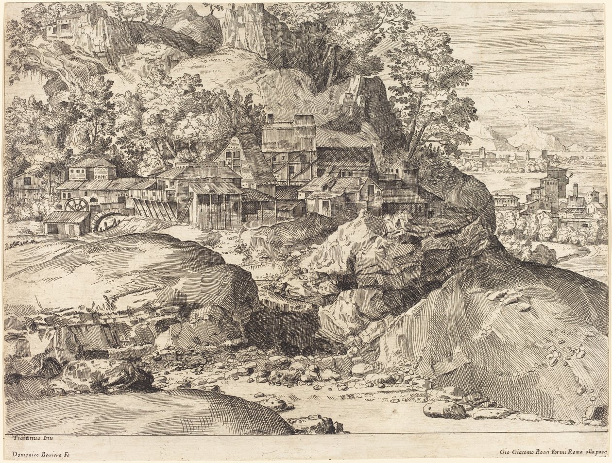Maisema myllyllä tekijältä Dominique Barrière after Titian
