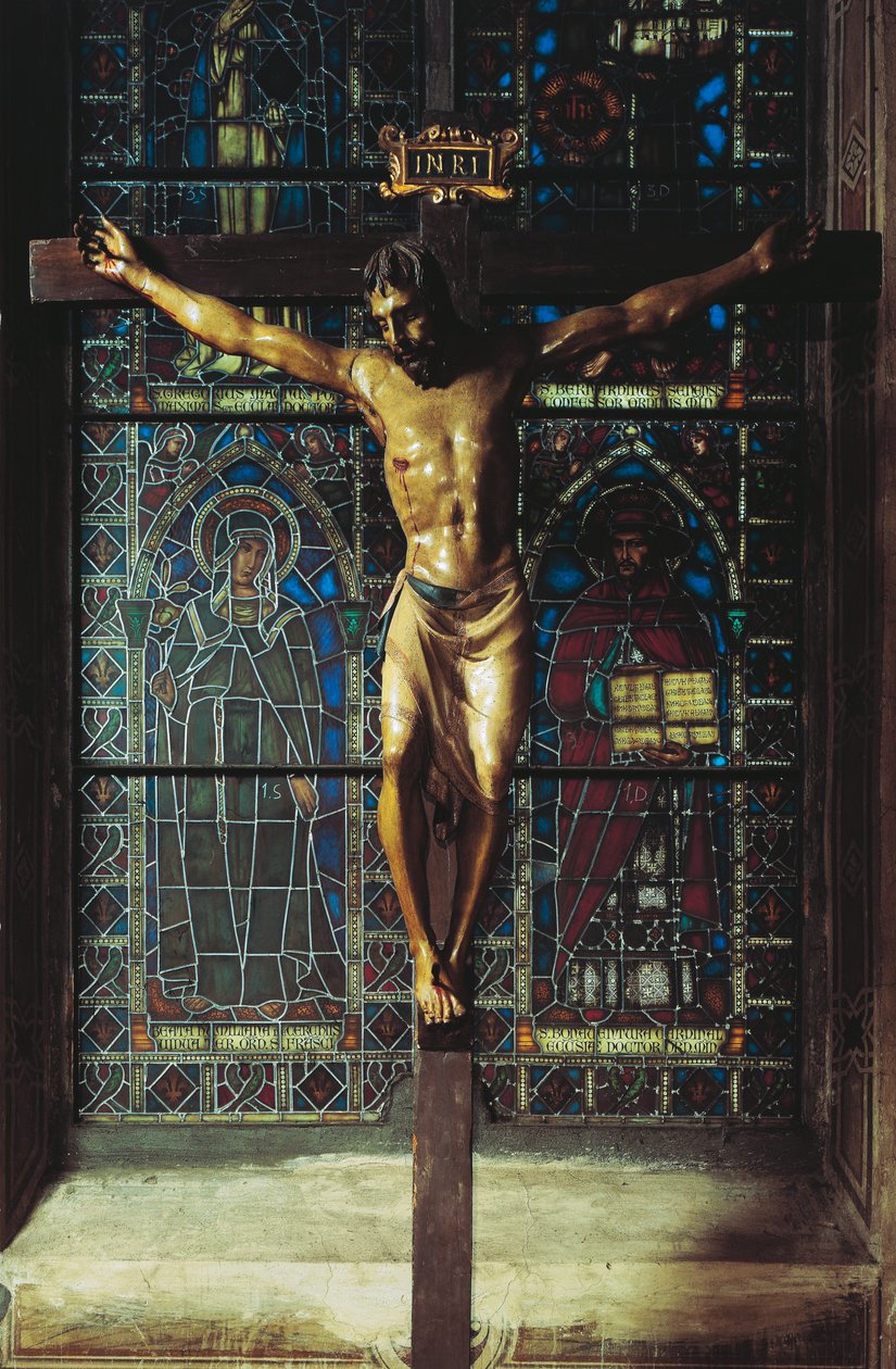 Italia, Firenze, Santa Crocen kirkko, krusifiksi tekijältä Donatello