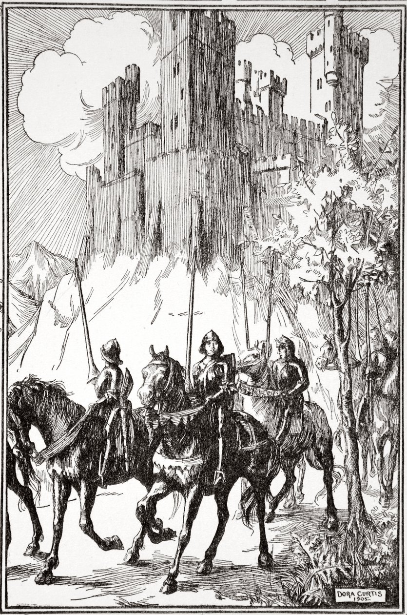 "Sir Galahad luostarissa", 1905. tekijältä Dora Curtis