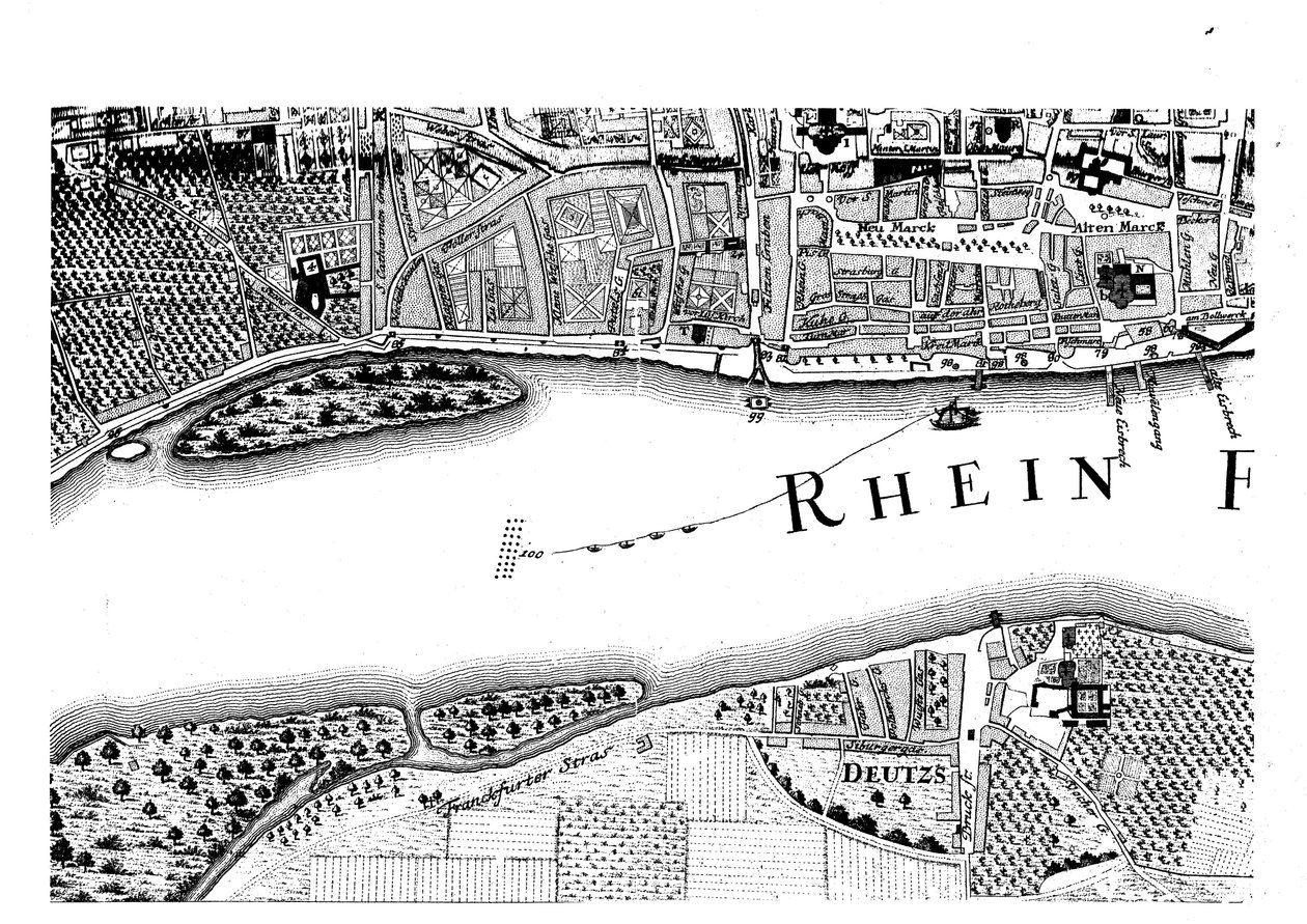 Plan der Stadt Köln von 1752 tekijältä Duhon