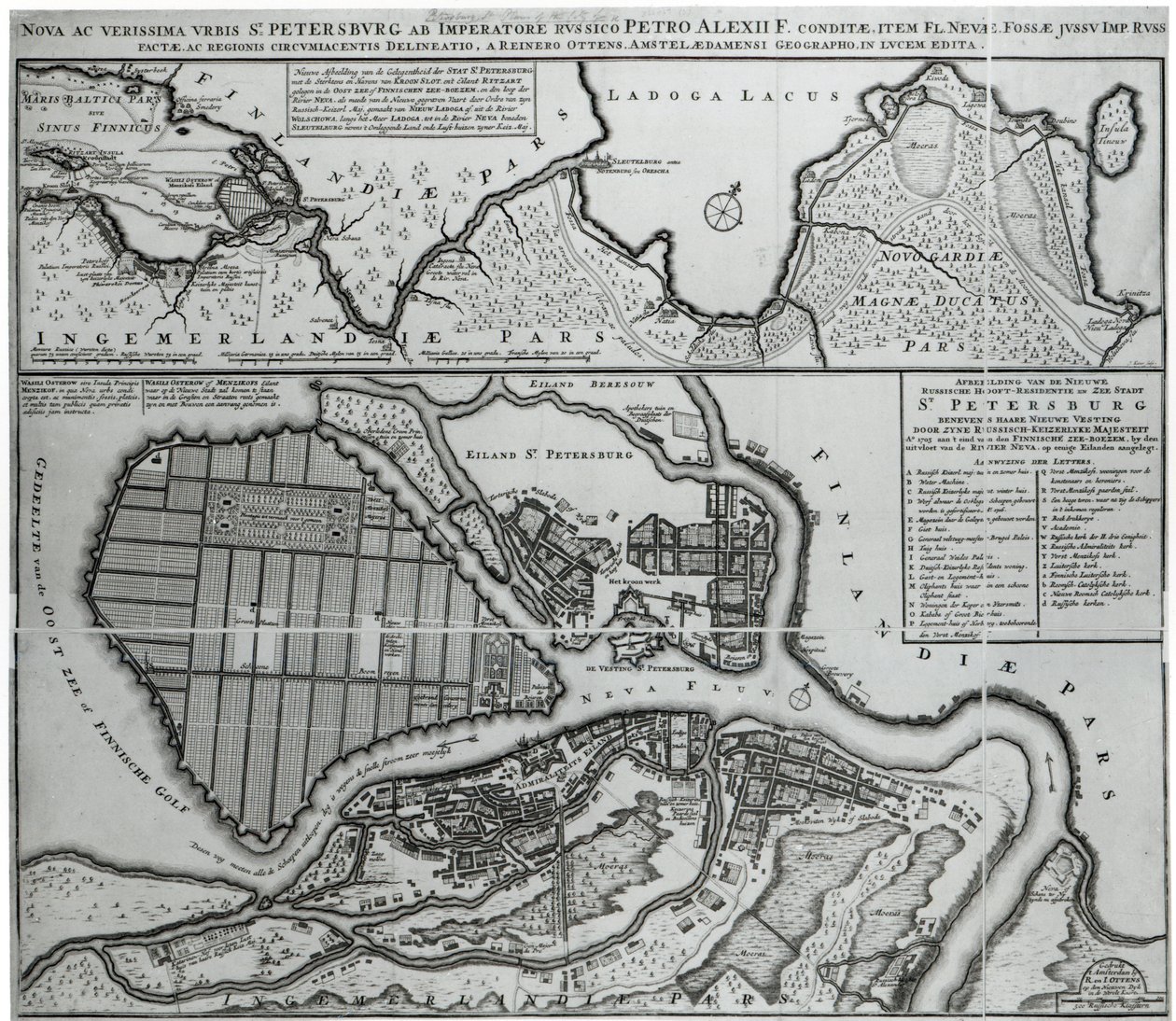 Pietarin kartta, n. 1750 tekijältä Dutch School