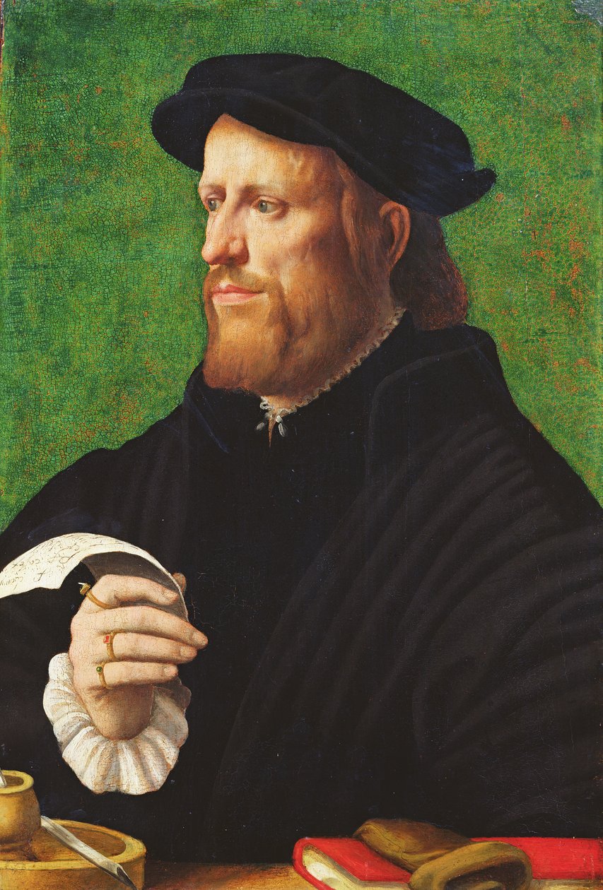 Miehen muotokuva, 1575 (öljy puulle) tekijältä Dutch School