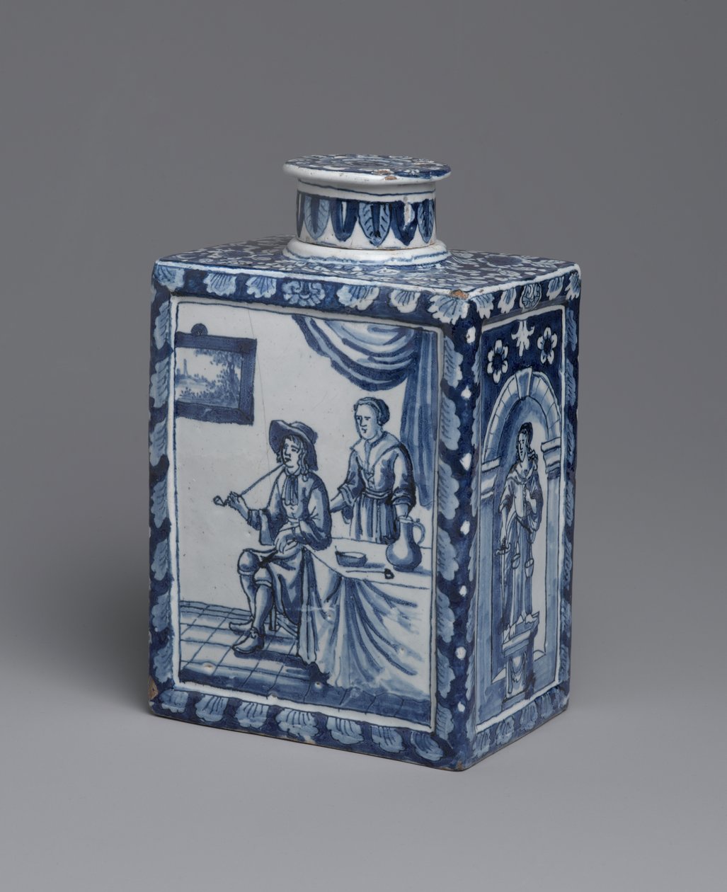 Tea caddy, n. 1698 (lasitettu maatavara) tekijältä Dutch School