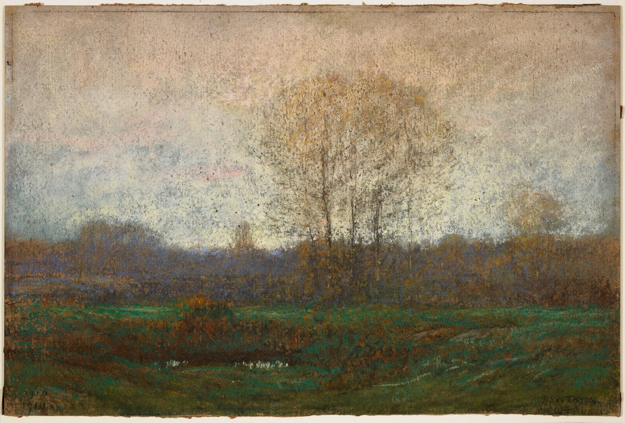 Maisema, 1910 (pastelli) tekijältä Dwight William Tryon