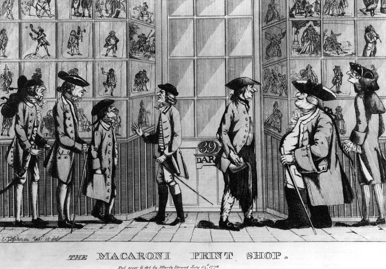 Macaroni Print Shop, pub. kirjoittanut N. Darley, 1772 tekijältä E Jopham