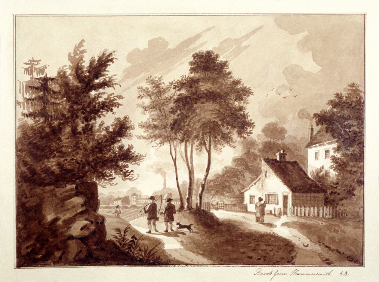 Näkymä Brook Greenille, Hammersmith, Lontoo, 1820 tekijältä EB