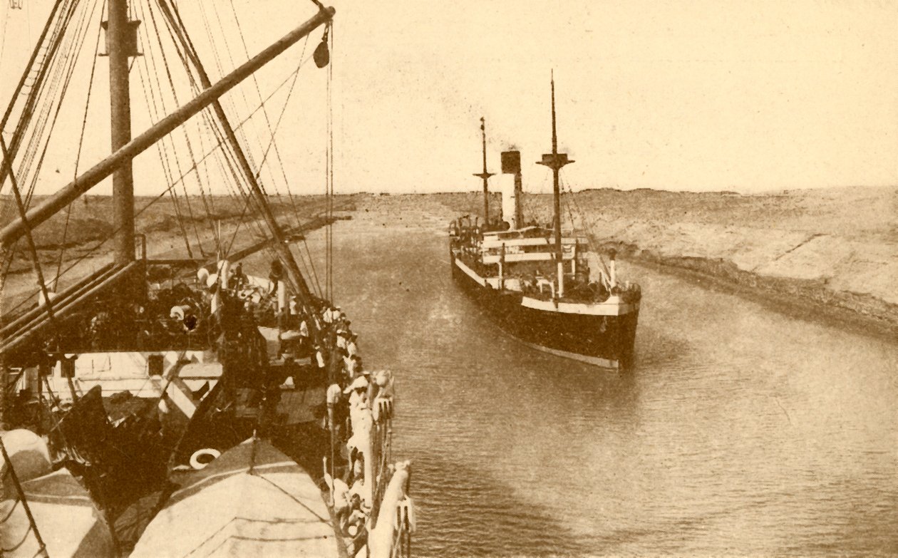 Höyrylaivat kulkevat Suezin kanavalla, 1930. tekijältä ENA