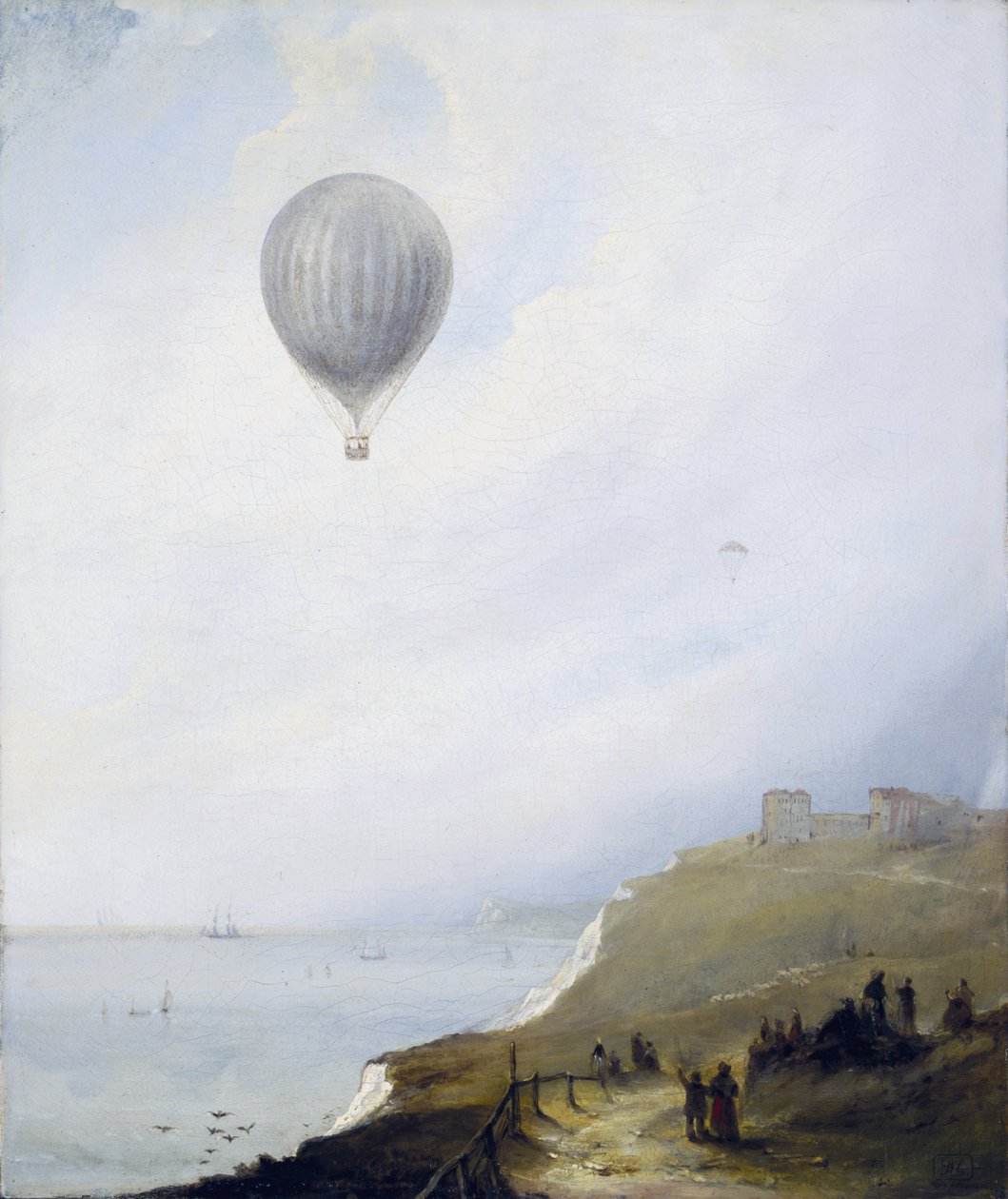 Balloon Over Cliffs, Dover, 1840 tekijältä E.W. Cocks