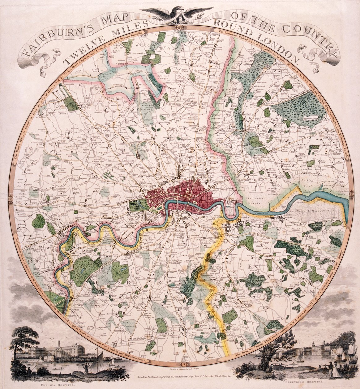 Lontoon kartta, 1798 tekijältä E Bourne