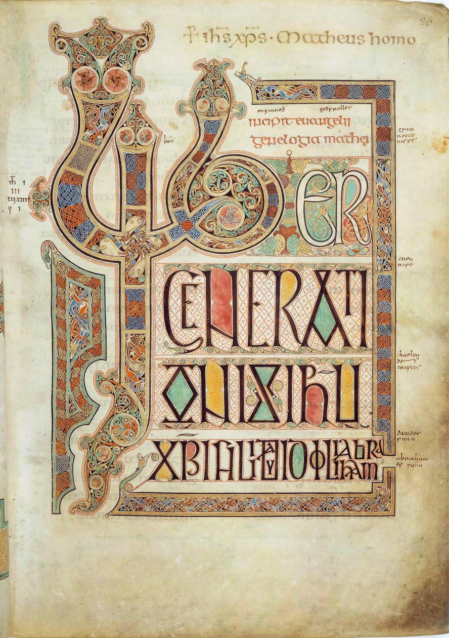 Lindisfarnen evankeliumit, 715-721. tekijältä Eadfrith,