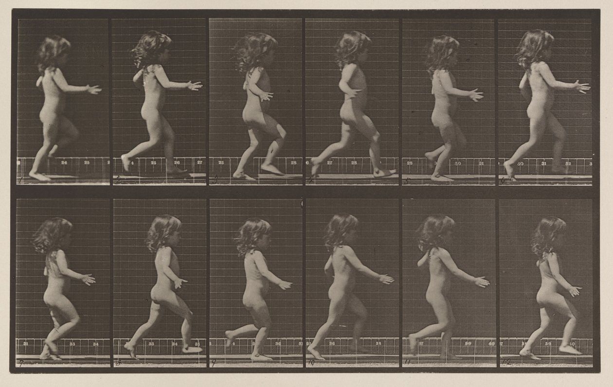 Kilpinumero 469. Lapsi, juoksu, 1887 (kollotyyppi) tekijältä Eadweard Muybridge