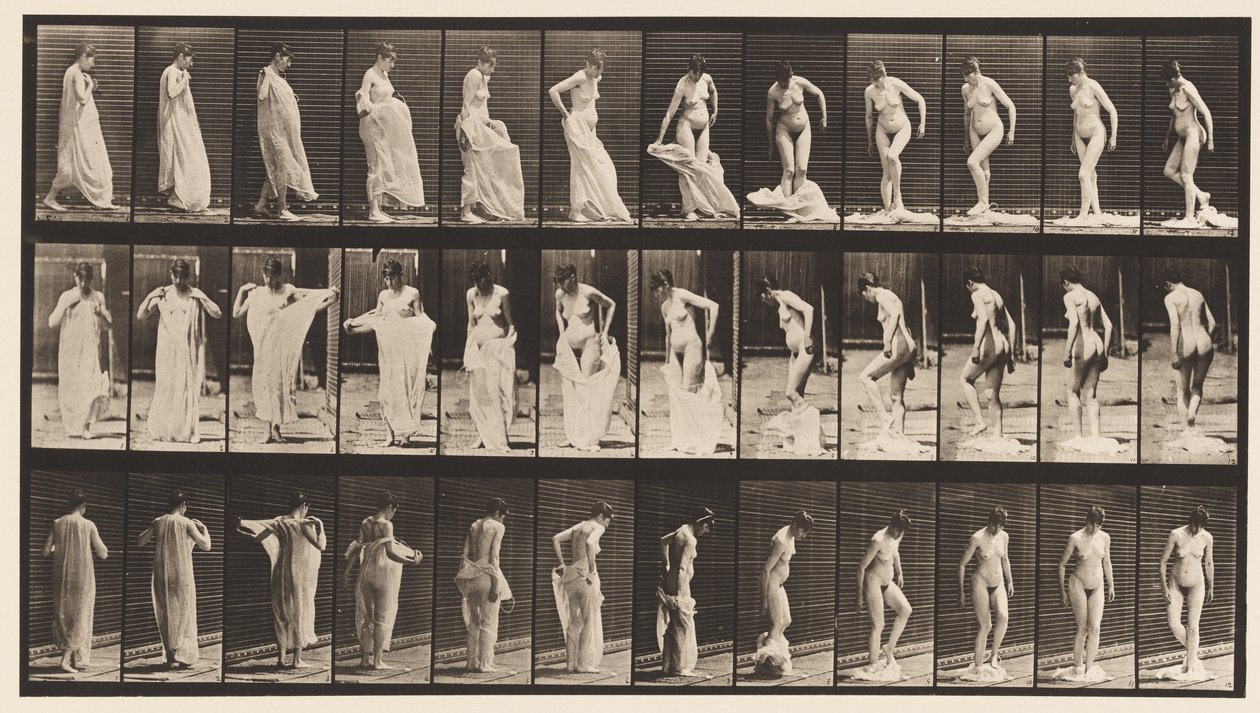 Lauta 431. WC; Vaatteiden riisuminen tekijältä Eadweard Muybridge