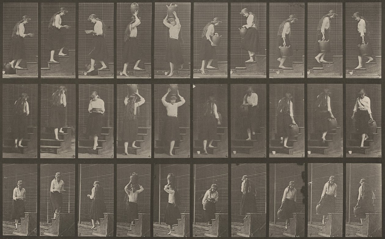 Kilpi numero 504. Nousevat ja laskevat portaat tekijältä Eadweard Muybridge