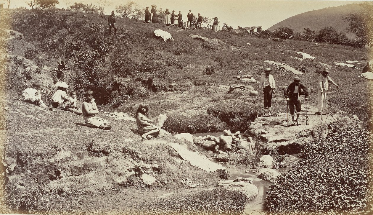 Kankaan vetämistä Almolongassa, Guatemalassa tekijältä Eadweard Muybridge
