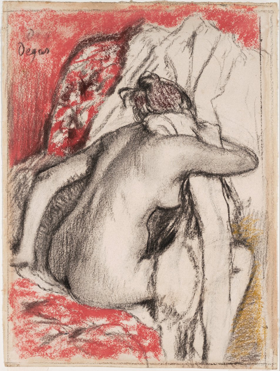 Kylvyn jälkeen istuva nainen kuivuu tekijältä Edgar Degas