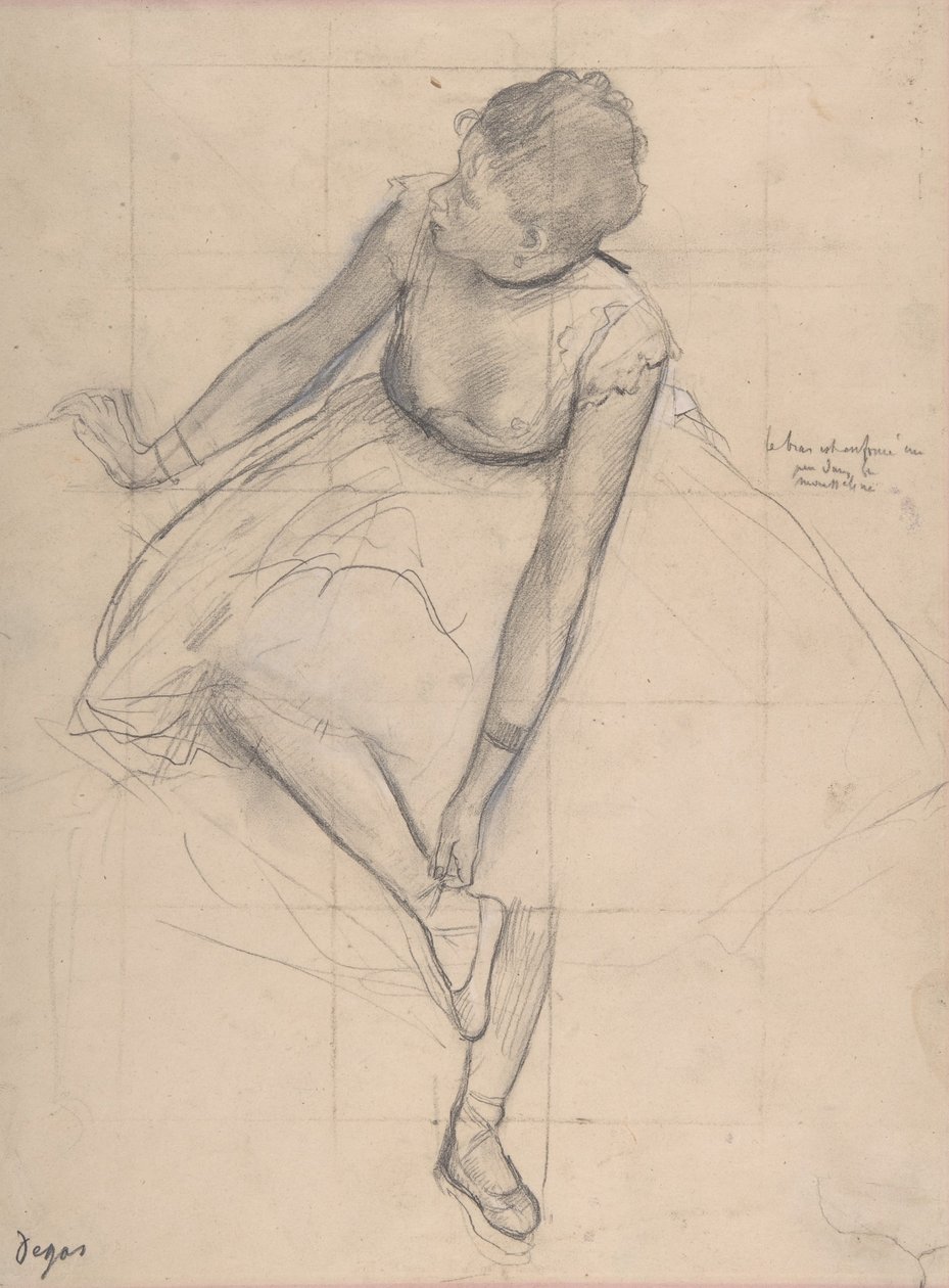 Tanssija säätää tohveliaan tekijältä Edgar Degas