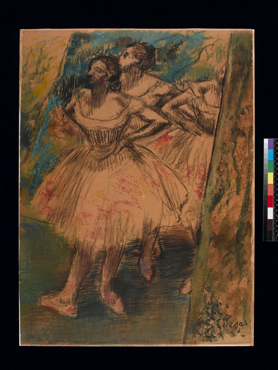 Dancer in the Wing, n. 1905 (musta liitu ja pastelli paperilla) tekijältä Edgar Degas