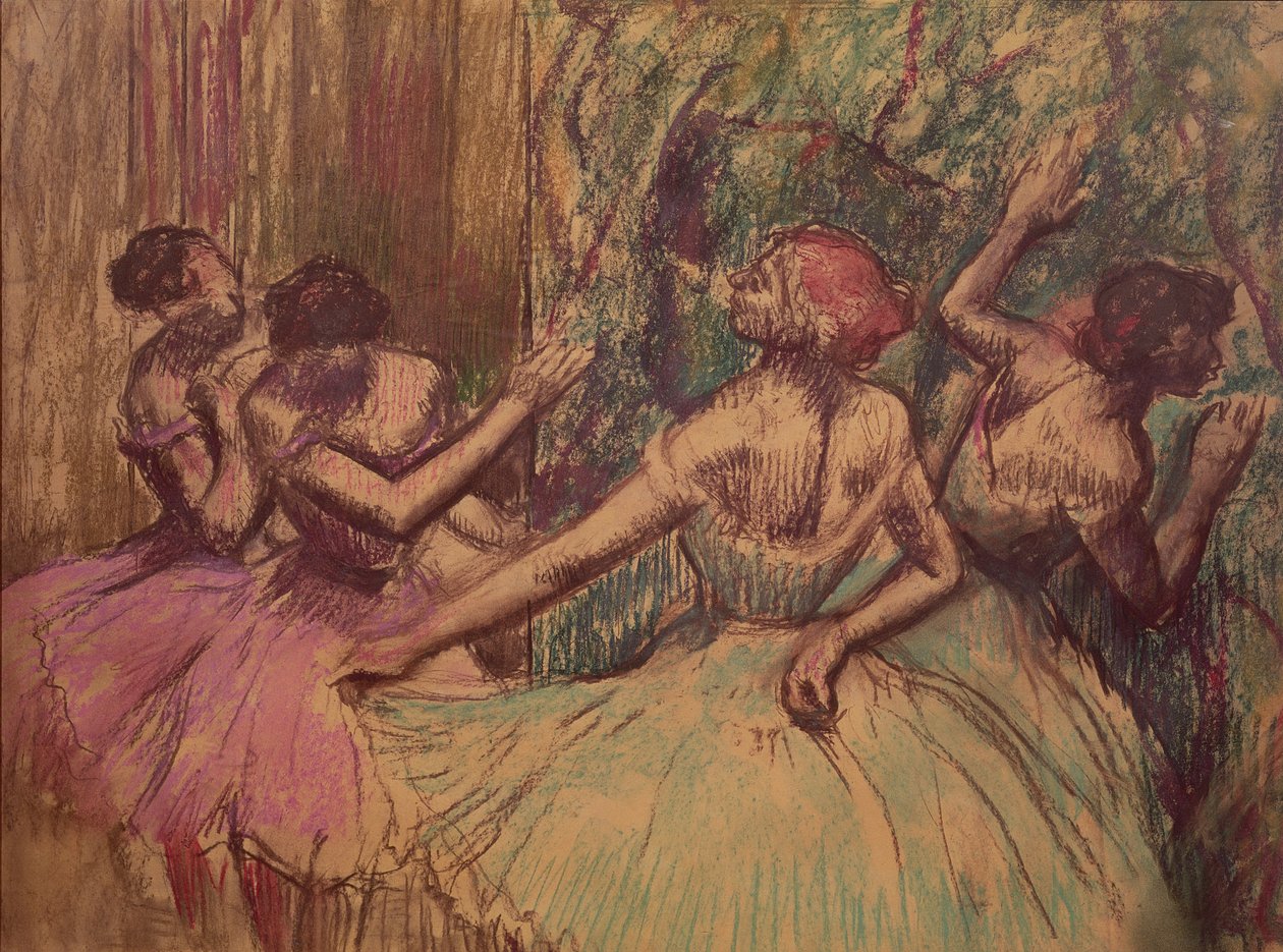 Dancers in the Wings, n. 1897-1901 (hiili ja pastelli paperille) tekijältä Edgar Degas
