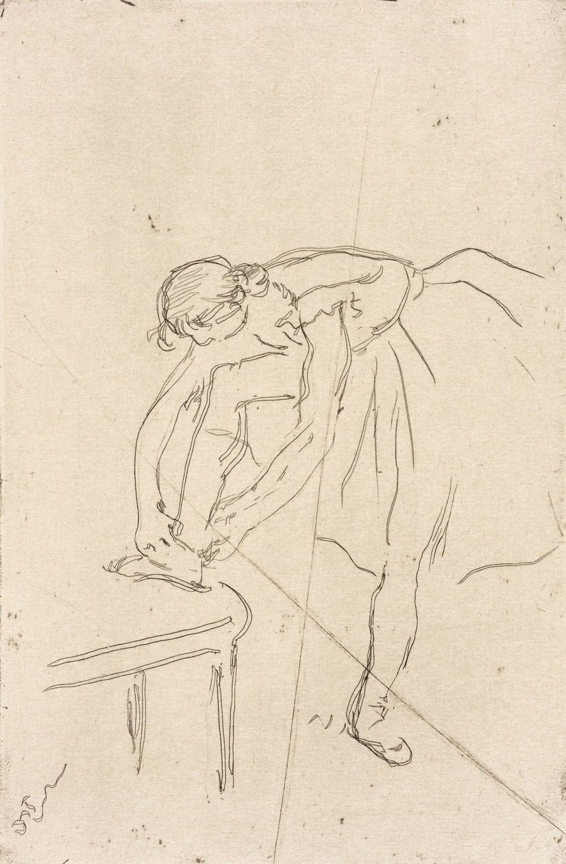 Danseuse mettant poika chausson tekijältä Edgar Degas