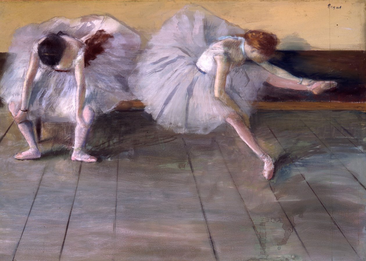 Kaksi tanssijaa, n. 1879 (pastelli ja guassi paperille) tekijältä Edgar Degas