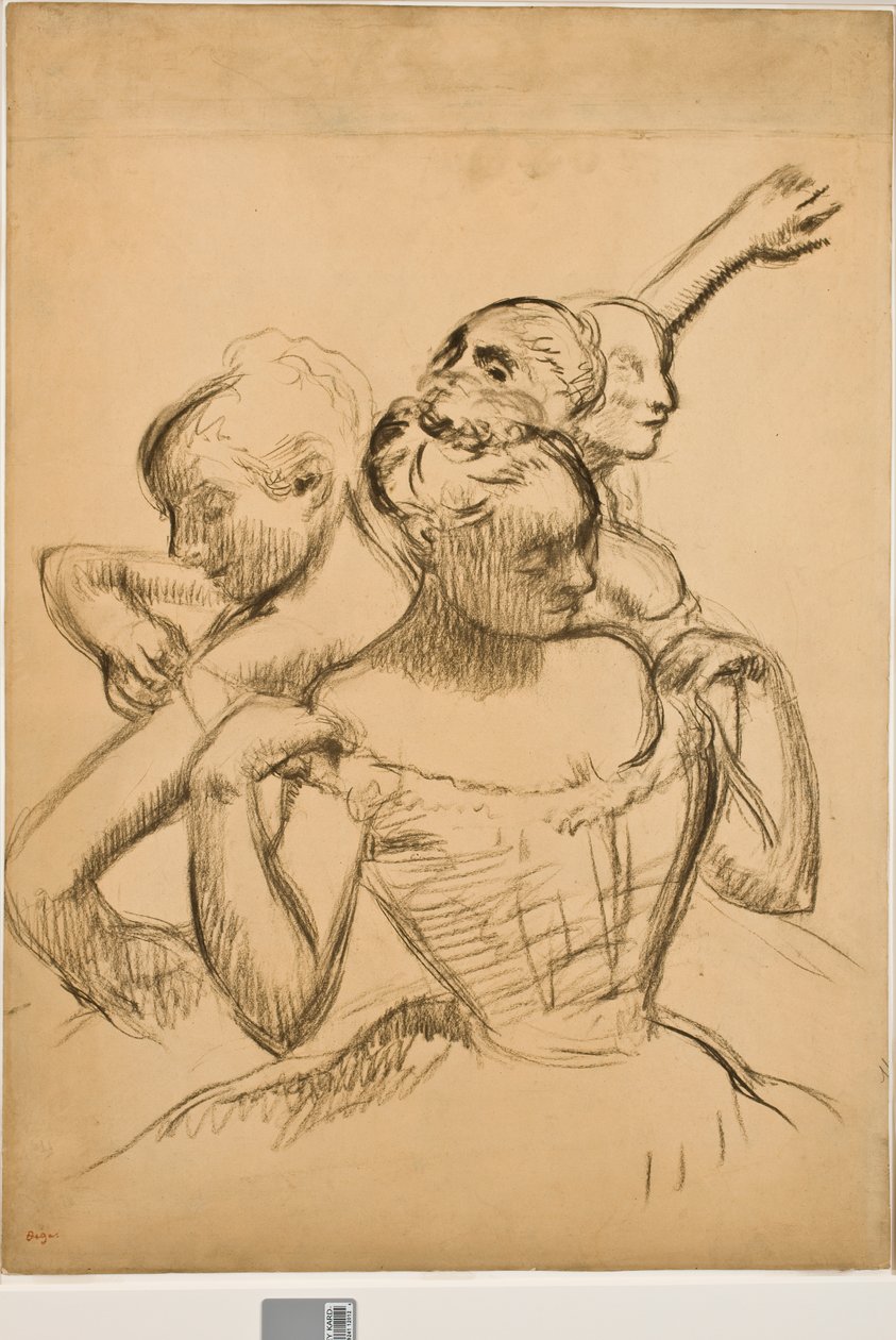 Neljän tanssijan ryhmä, n.1902 (hiili manillansävyiselle paperille). tekijältä Edgar Degas