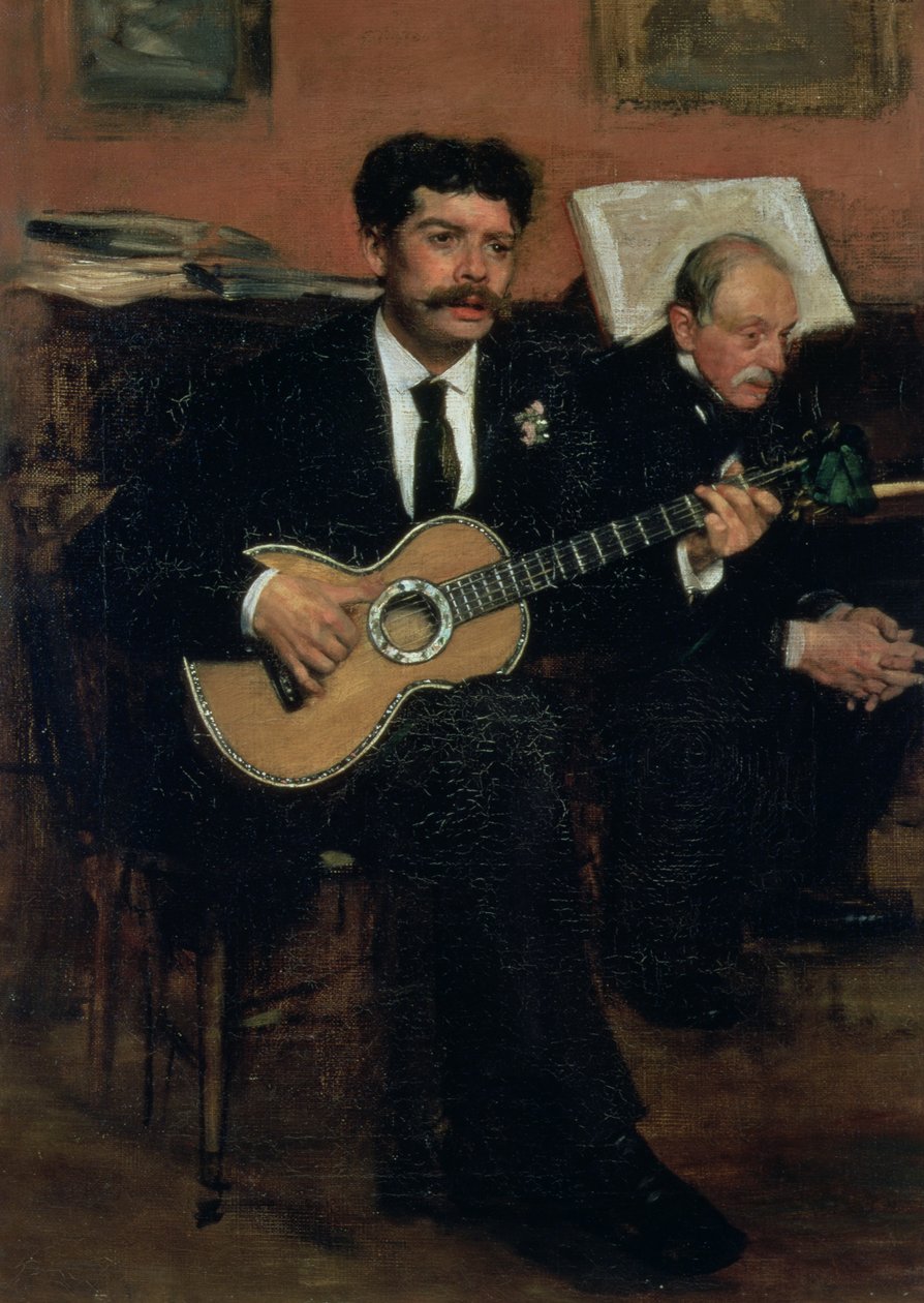 Espanjalaisen tenorin Lorenzo Pagansin (1838-83) ja taiteilijan isän Auguste Degasin (1807-74) muotokuva, n. 1871-72 tekijältä Edgar Degas