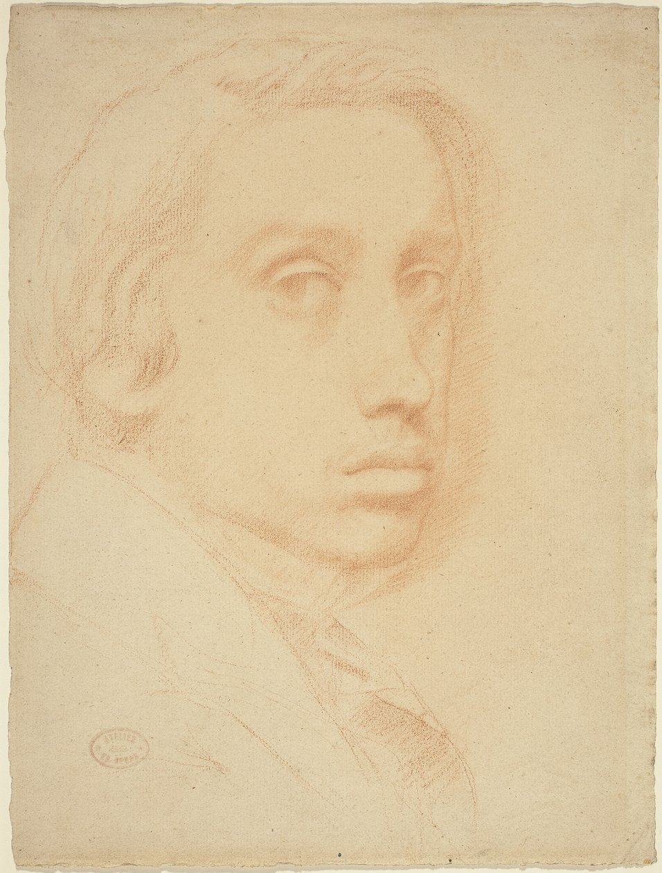 Omakuva, n. 1855 (punainen liitu paperille) tekijältä Edgar Degas