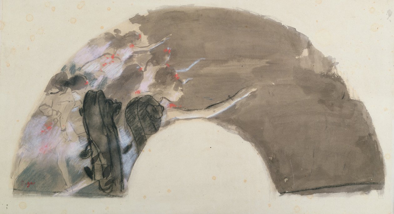 Luonnos tuulettimelle, n. 1879 (pastelli ja liitu) tekijältä Edgar Degas