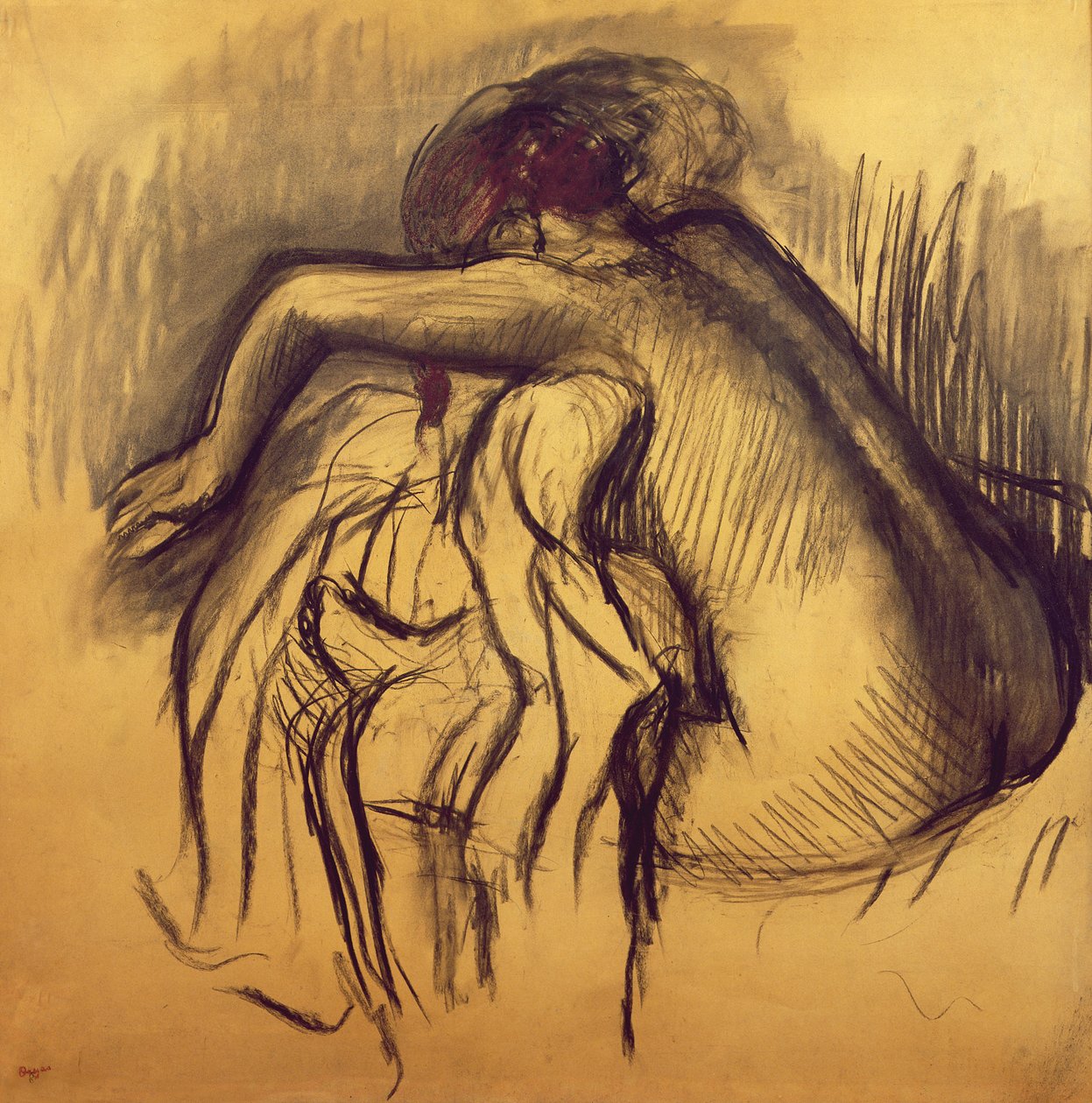 Woman Drying, n. 1893-1898 (hiili paperilla) tekijältä Edgar Degas