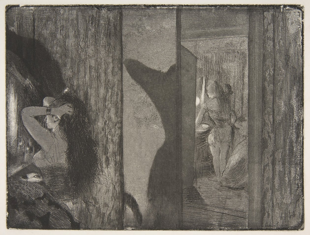 Näyttelijät pukuhuoneissaan, 1879-80. tekijältä Edgar Degas